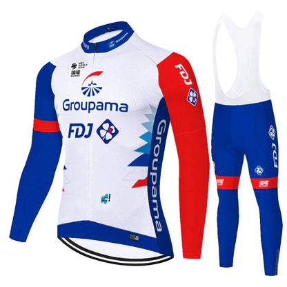 FDJ | Professionelles Radtrikot-Set mit langen Ärmeln