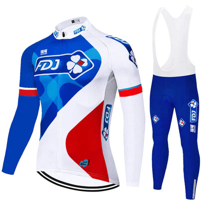 FDJ | Professionelles Radtrikot-Set mit langen Ärmeln