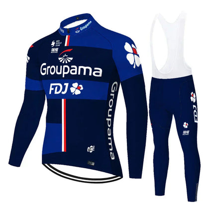 FDJ | Professionelles Radtrikot-Set mit langen Ärmeln