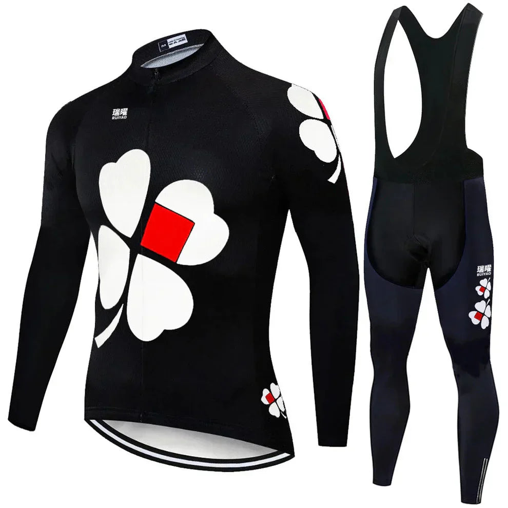 FDJ | Professionelles Radtrikot-Set mit langen Ärmeln