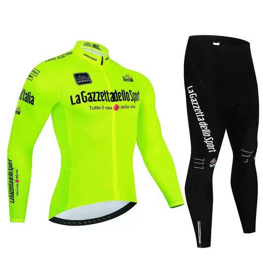 Giro d’Italia | Professionelles Radtrikot mit langen Ärmeln – Fleece-Futter-Version