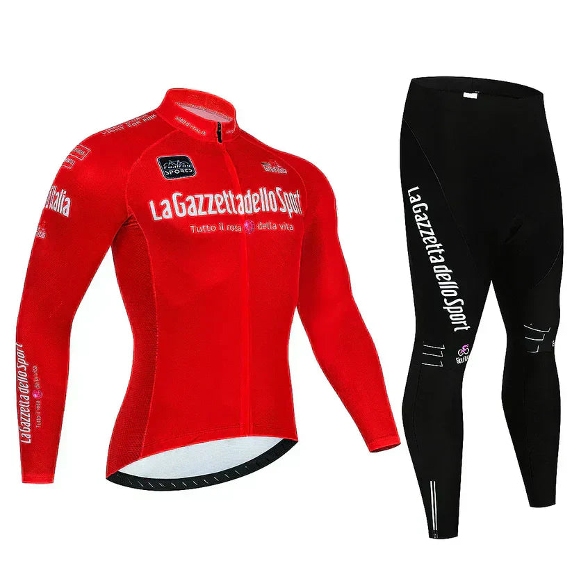 Giro d’Italia | Professionelles Radtrikot mit langen Ärmeln – Fleece-Futter-Version